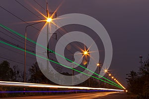 Lighting from lamps and headlights on rural roads