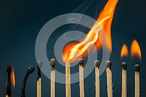 Lighting matches in a row