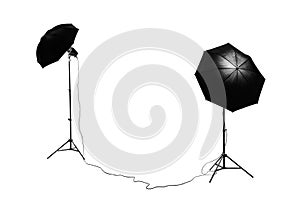 Lighting for photography indoors isolated on white background.