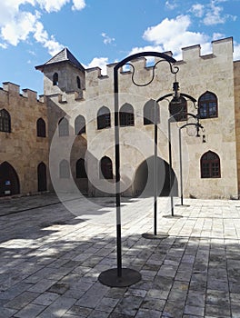 Lighting pillars in Andricgrad, Visegrad, Bosnia and Herzegovina