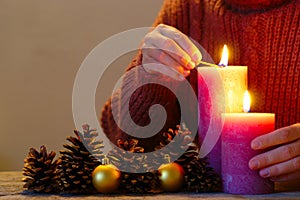 Lighting Rustic Candles