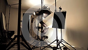 Lighting setup in studio for commercial works