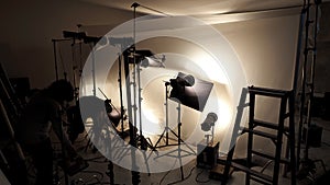 Lighting setup in studio for commercial works