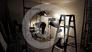 Lighting setup in studio for commercial works