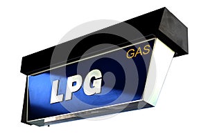 Lighting sign of LPG Gas pump isolate and cliping paths