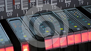 Lighting status indicator signals on electric control panel of SMD machine