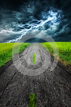 Lighting storm road abstract