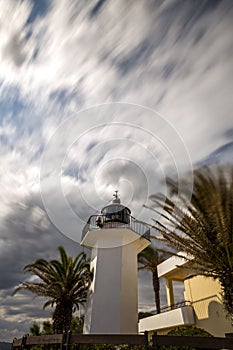 Lighting tower in Costa Brava, village Palamos Spain with long