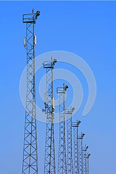 Lighting towers with GSM transmitters.
