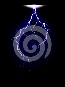 Realistic lightning effect for design. Energy electroshock effect or isolated vector electric effects.