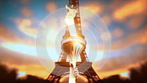 Lighting the Way to the Olympics: The Olympic Torch in Paris, France 2024. Generative Ai