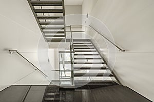 Lightly designed stairs made of stainless steel, tempered glass