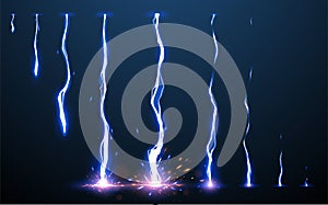 Lightning animation set with sparks