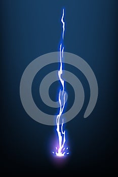 Lightning animation with sparks. Electricity thunderbolt danger, light electric powerful thunder. Bright energy effect