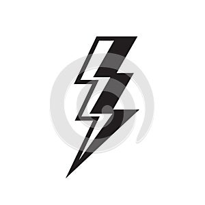 Lightning black icon design. Thunderbolt sign. Electric energy power flat icon.  Flash sign. Electrical industry. Battery voltage