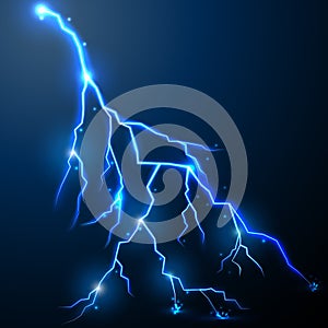 Lightning of blue with a black background