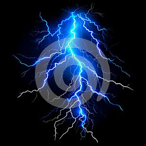 A lightning bolt on a black background