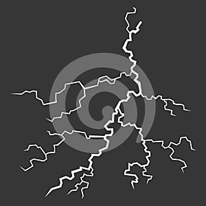 Lightning Bolt on Black Background. Thunderbolt. Vector