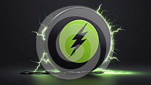 Lightning Bolt Button Surrounded by Energy
