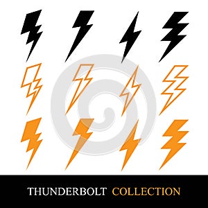 Lightning bolt flash thunderbolt icons vector