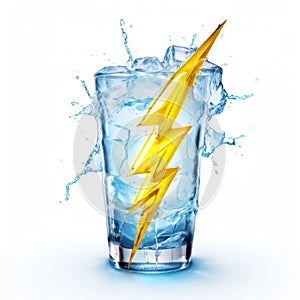 lightning bolt ice shape for energizing drinks close up k uhd v photo