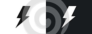 lightning bolt icon linear graphics set vector in black