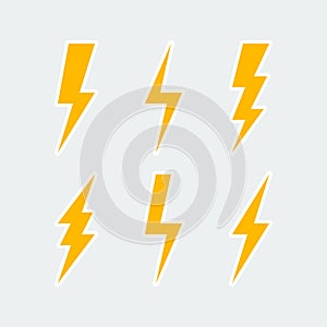 Lightning bolt icons set