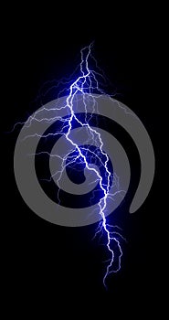 lightning bolt. Massive lightning bolt with branches isolated on black background. lightning effects and lighting thunderstorm