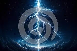 a lightning bolt in a night sky