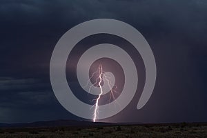 Lightning bolt in the night sky, Cottonwood, Arizona.