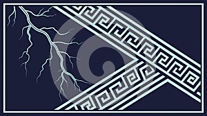 Lightning Bolt Strike Dark Sky Illustration, vector design Generative AI