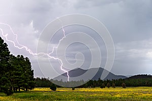 Lightning bolt striking Sunset Crater