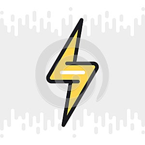 Lightning bolt or thunderbolt icon for weather forecast application or widget. Color version on light gray background