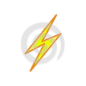 Lightning bolt. Thunderbolt Line style yellow color flat icon