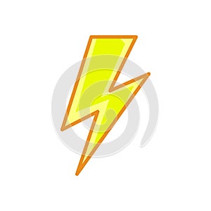 Lightning bolt. Thunderbolt Line style yellow color flat icon