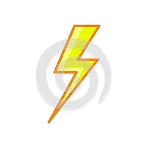 Lightning bolt. Thunderbolt Line style yellow color flat icon