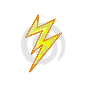 Lightning bolt. Thunderbolt Line style yellow color flat icon