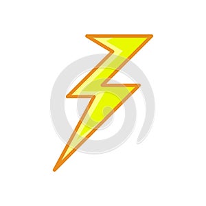 Lightning bolt. Thunderbolt Line style yellow color flat icon