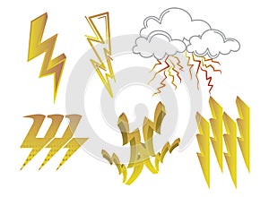 Lightning bolt vector icon. Flash icon. Bolt of lightning vector. Streak of light sign. Electric bolt flash icon set