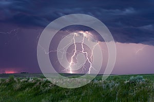 Lightning bolts from a severe thunderstorm