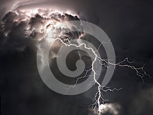 Lightning bolts and storm clouds