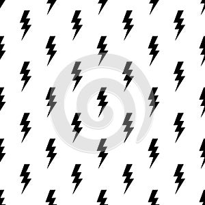 Lightning bolts, thunderbolts seamless pattern vector illustration.