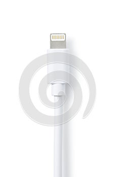 Lightning cable placed on a white background