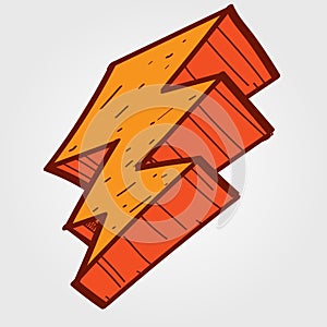 Lightning cartoon, flash symbol, powerful lighting.