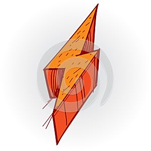 Lightning cartoon, flash symbol, powerful lighting