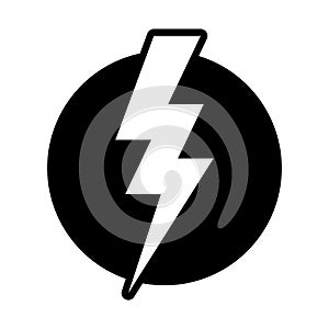 Lightning in a circle icon. Lightning electric icon. Bolt circle symbol. Power charging energy sign. Vector illustration.