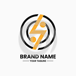 lightning circle percentage logo concept. flat, modern, combination, simple and line style