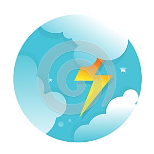 Lightning and cloud icon flat vector design