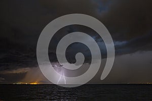 Lightning Cloud to Ground on a Rainy Night