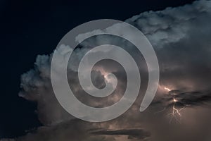 Lightning in clouds during a storm in central Florida